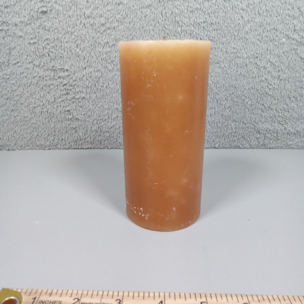 Rustic Amber Brown Pillar Candle 6 Inch Textured Wax Unscented Primitive Decor